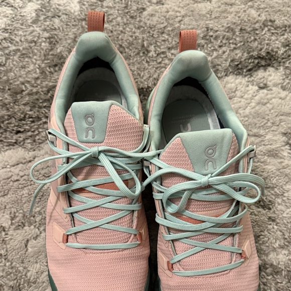 On Running Women's Pink and Green Sneakers - Picture 2 of 6